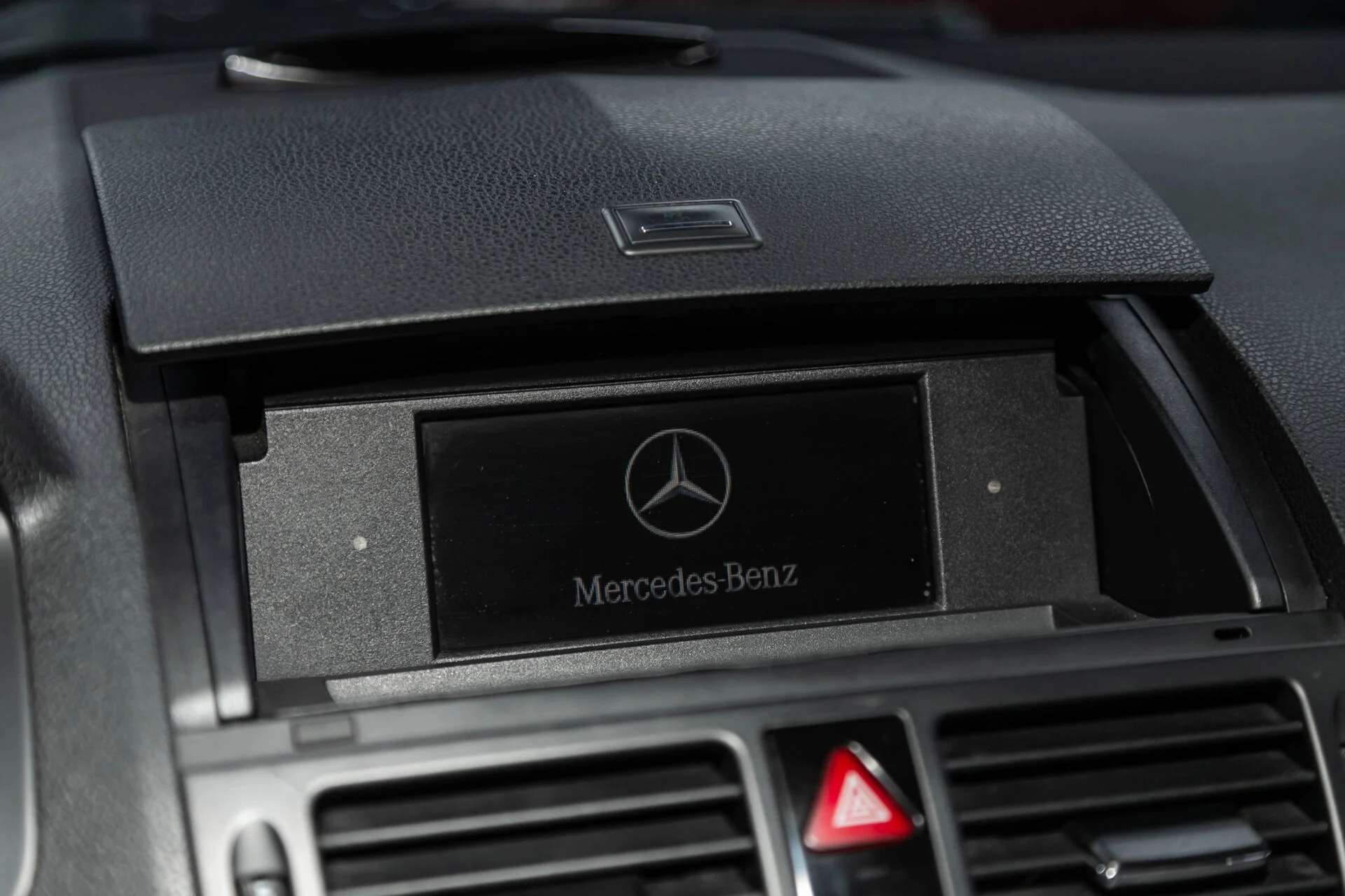 Mercedes-Benz logo inside a car