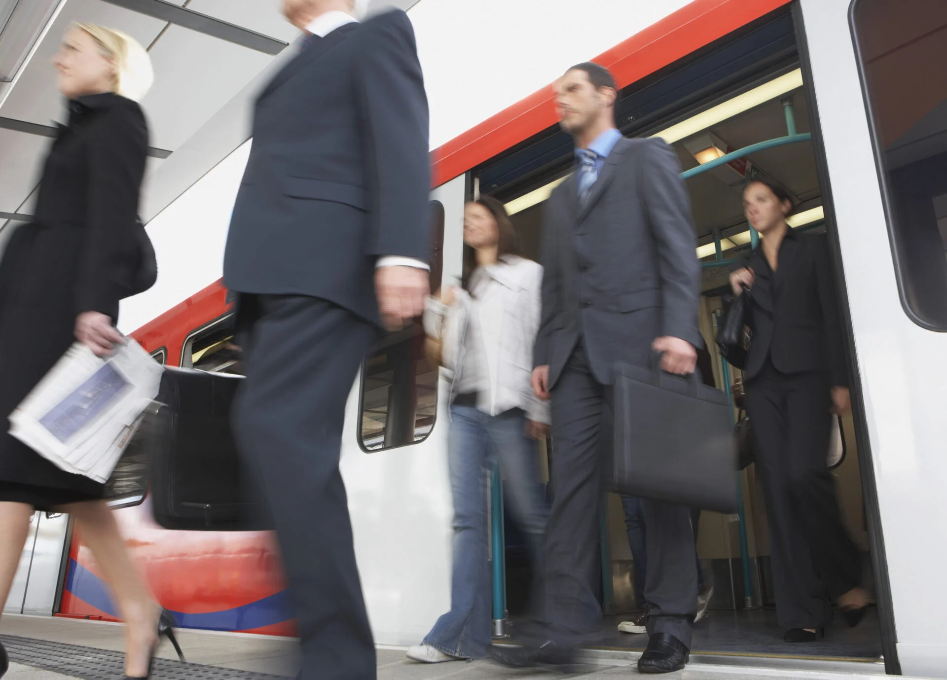 People coming out of subway car