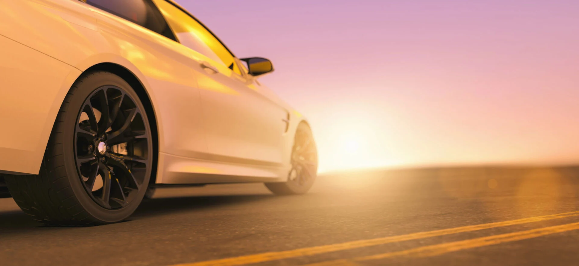 Close up of rear wheels of car