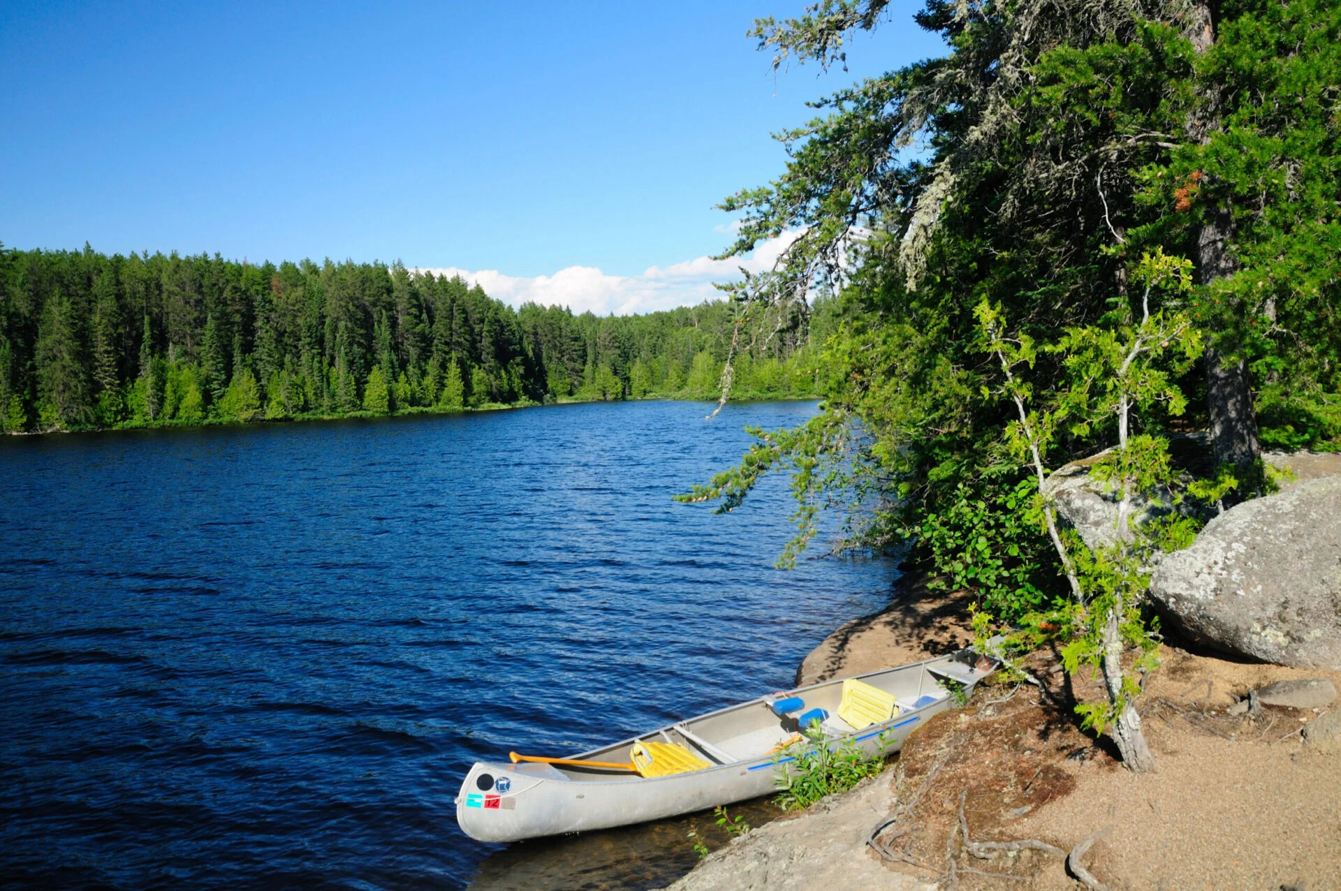 Canoe in camp in the Boundary Waters, Minnesota